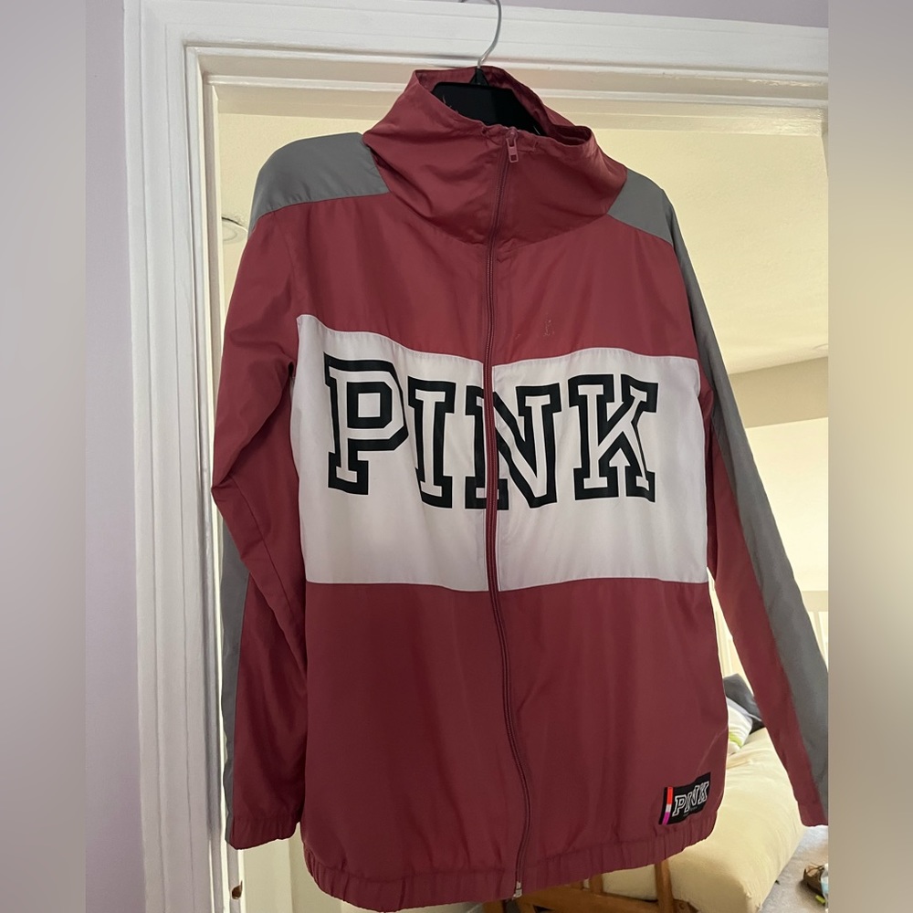 pink rain jacket